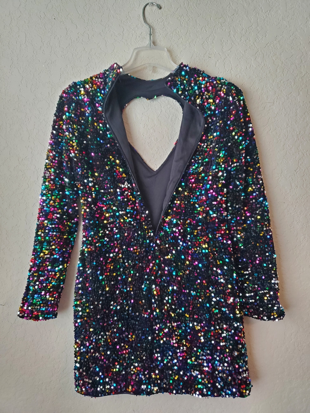 Nasty Gal Heart Cut Out Sequin Mini Dress Size 12 - Picture 5 of 10
